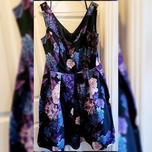 Hydrangea Fit & Flare Black Dress